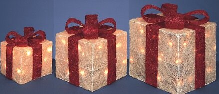 White Christmas Parcel Light Boxes Pack 3